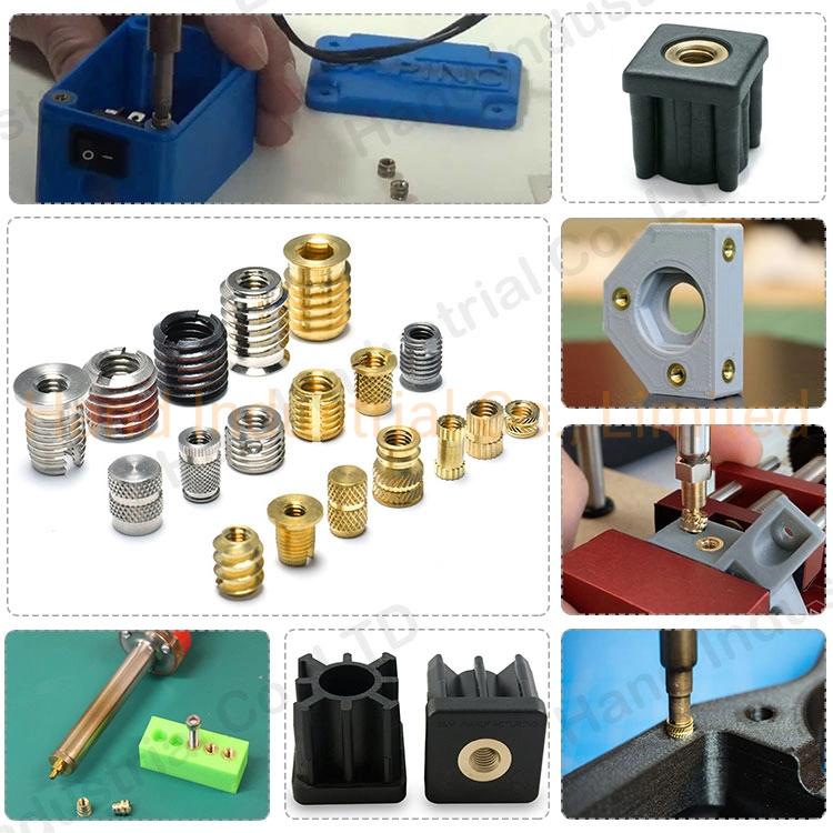 Custom Golden CNC M4 M5 M6 Flange Head Slotted Buttom Self Tapping External Brass Thread Insert